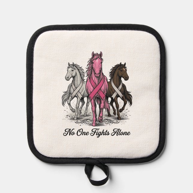 Breast Cancer Support Horse Vector Shirt Design_1 Pot Holder (Front)