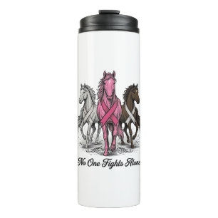 Breast Cancer Support Horse Vector Shirt Design_1 Thermal Tumbler
