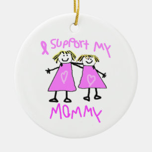 Breast cancer support mummy hanging ceramic tree decoration