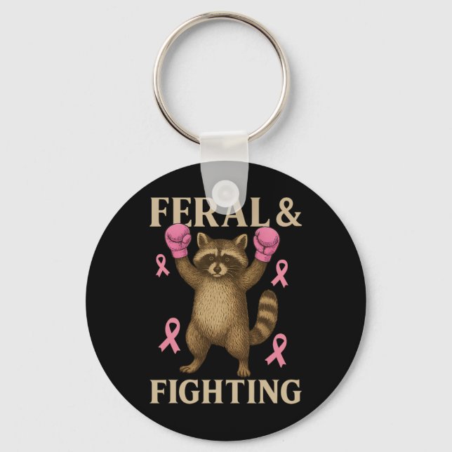 Breast Cancer Support Squad Feral And Fighter Funn Key Ring (Front)