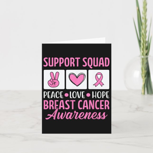 Breast Cancer Support Squad For Awareness Warriors Card (Front)
