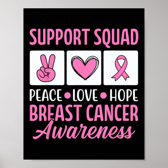 Breast Cancer Support Squad For Awareness Warriors Poster (Front)
