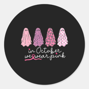 Breast Cancer Support Squad Ghost Halloween Classic Round Sticker