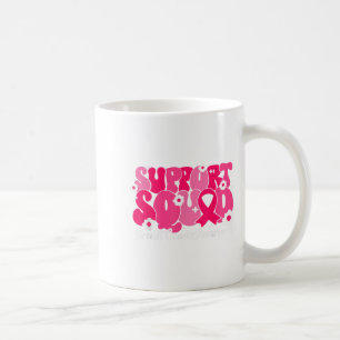 Breast Cancer Support Squad Pink Ribbon Flowers Fa Coffee Mug