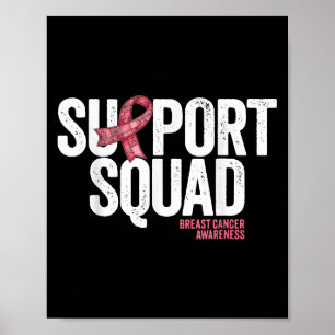 Breast Cancer Support Squad Pink Ribbon Patchwork Poster