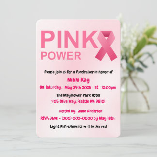 Breast Cancer Support Team Pink Ribbon Personalise Invitation