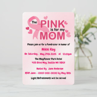 Breast Cancer Support Team Pink Ribbon Personalise Invitation