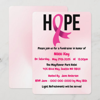 Breast Cancer Support Team Pink Ribbon Personalise Invitation