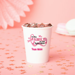 Breast Cancer Support Team Pink Ribbon Personalise Paper Cups