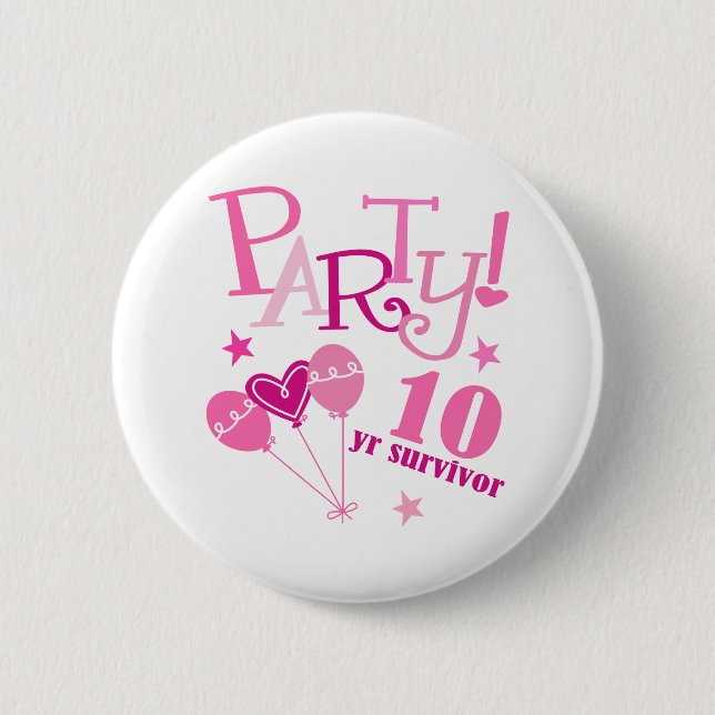 Breast Cancer Survivor 10 Year 6 Cm Round Badge (Front)