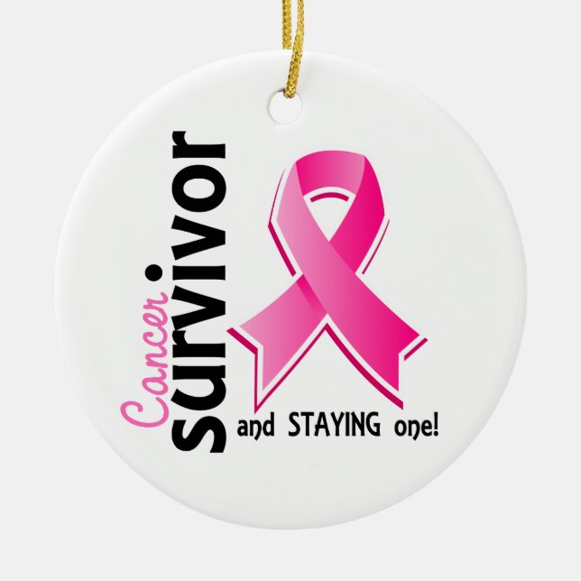 Breast Cancer Survivor 19 Ceramic Tree Decoration (Front)