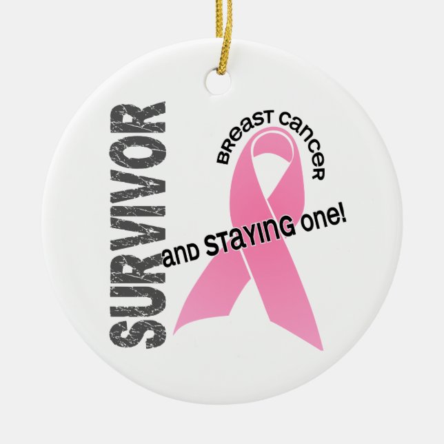 BREAST CANCER Survivor 1 Ceramic Tree Decoration (Front)