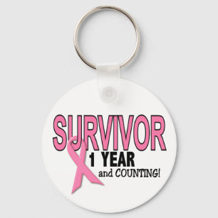 BREAST CANCER SURVIVOR 1 Year & Counting Key Ring