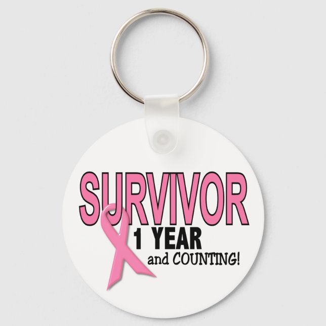 BREAST CANCER SURVIVOR 1 Year & Counting Key Ring (Front)