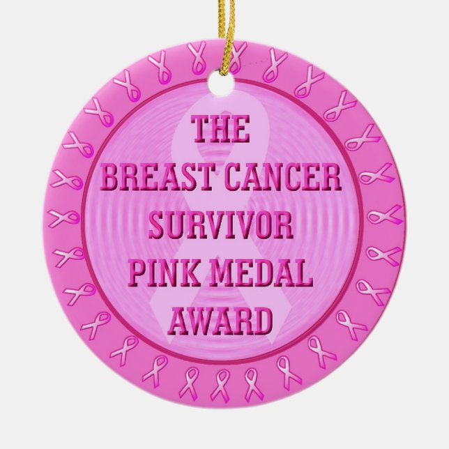 Breast Cancer Survivor Award Ceramic Tree Decoration (Front)