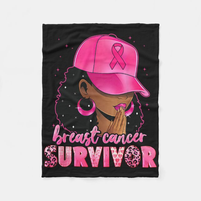 Breast Cancer Survivor Black Women Afro African Ch Fleece Blanket (Front)