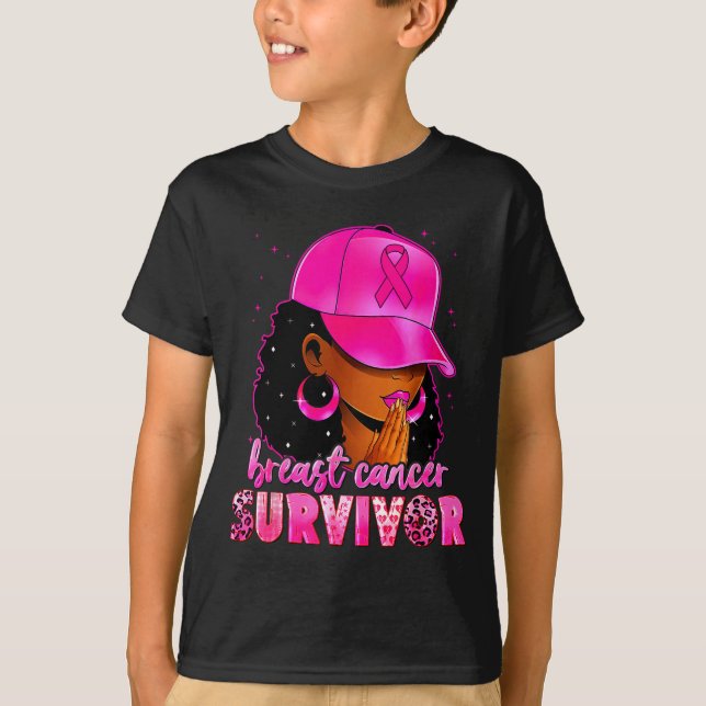 Breast Cancer Survivor Black Women Afro African Ch T-Shirt (Front)