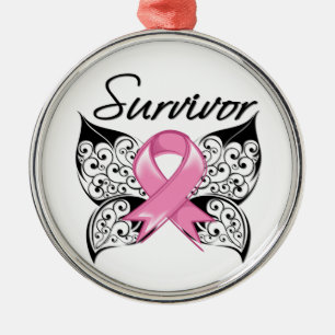 Breast Cancer Survivor Butterfly Metal Tree Decoration