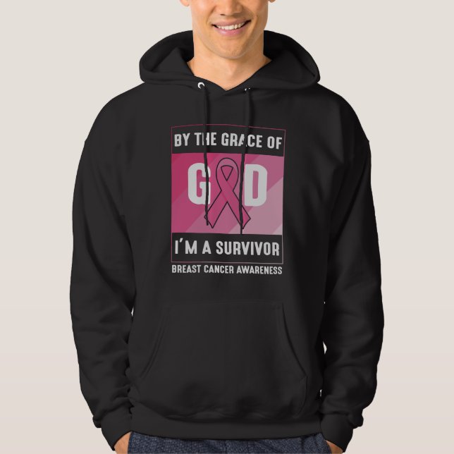 Breast Cancer Survivor By God’s Grace Christian Hoodie (Front)