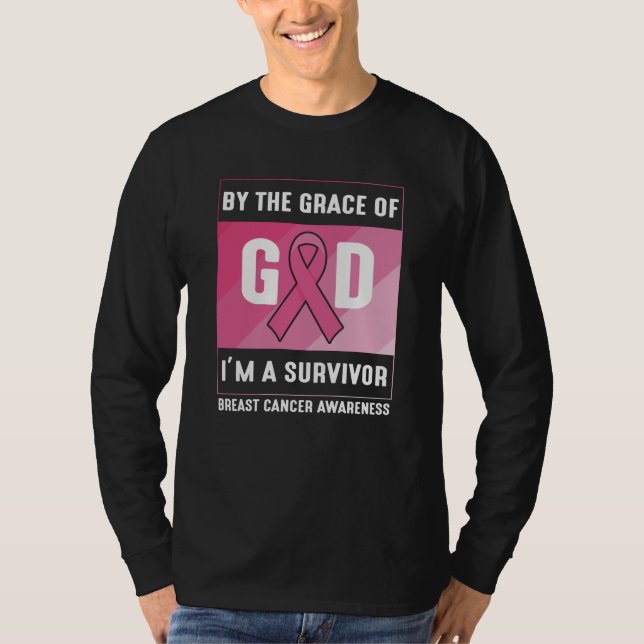 Breast Cancer Survivor By God’s Grace Christian T-Shirt (Front)