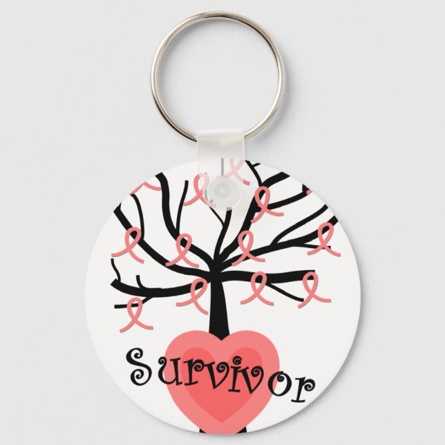 Breast Cancer Survivor Gifts--Unique Tree Design Key Ring (Front)