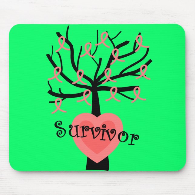 Breast Cancer Survivor Gifts--Unique Tree Design Mouse Pad (Front)