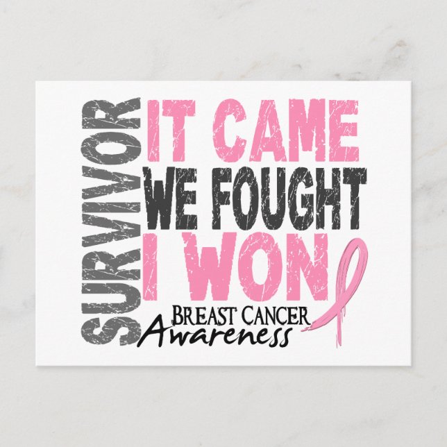 Breast Cancer Survivor It Came We Fought I Won Postcard (Front)