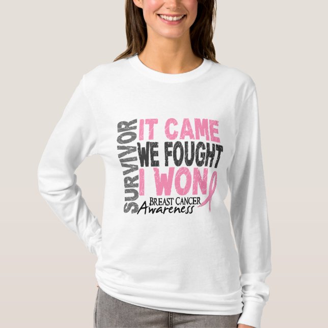 Breast Cancer Survivor It Came We Fought I Won T-Shirt (Front)