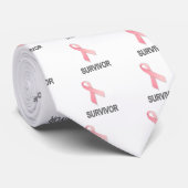 Breast Cancer Survivor Logo Pink Ribbon Tie (Rolled)