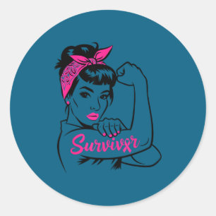 Breast Cancer Survivor Pink Awareness Classic Round Sticker