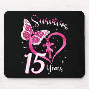 Breast Cancer Survivor Pink Ribbon Butterfly 15 Mouse Pad