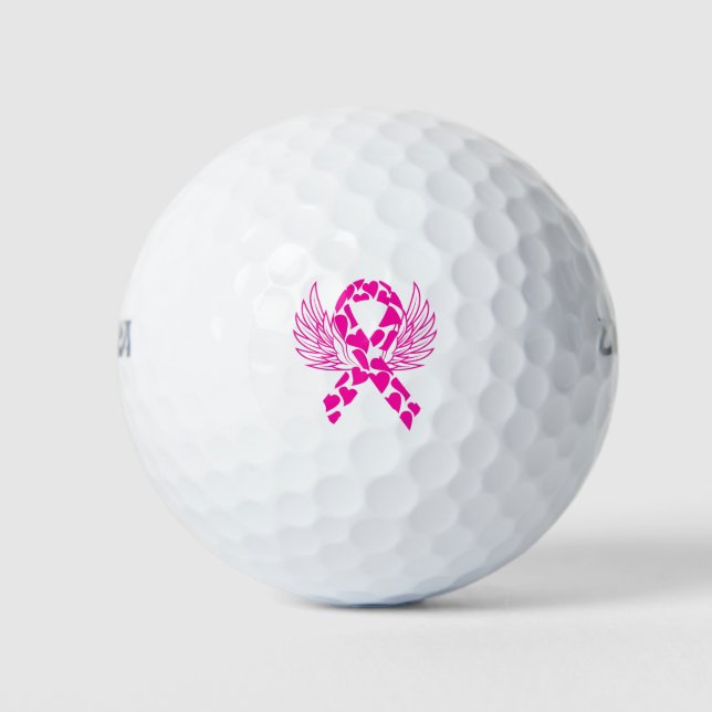 Breast Cancer Survivor Pink Ribbon Golf Balls (Front)