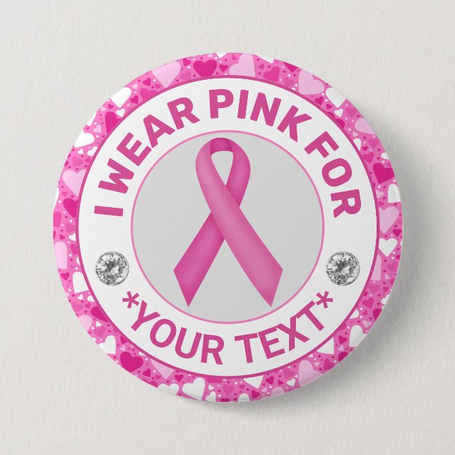 Breast Cancer Survivor – Pink Ribbon Heart Border 7.5 Cm Round Badge (Front)