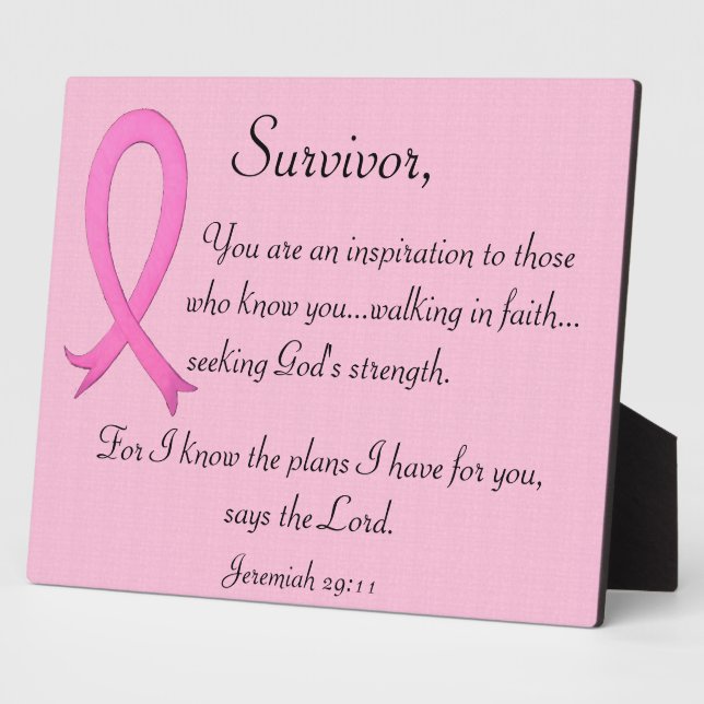 Breast Cancer Survivor Plaque with bible verse (Side)