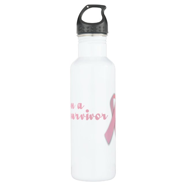 Breast Cancer Survivor Ribbon 710 Ml Water Bottle (Front)