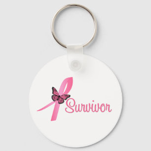 Breast Cancer Survivor Ribbon Key Ring