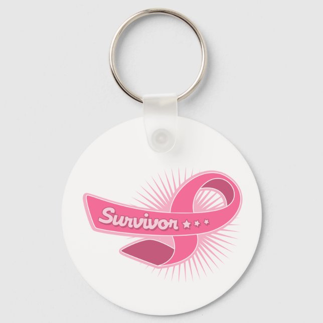 Breast Cancer Survivor Ribbon Key Ring (Front)