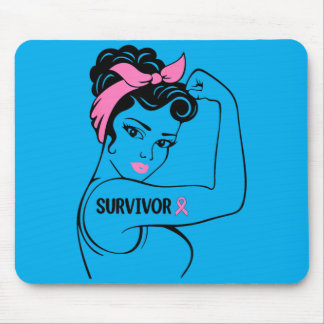 Breast Cancer Survivor Rosie Riveter nk Awareness Mouse Pad