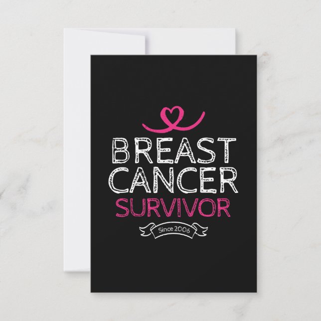 Breast Cancer Survivor Since 2006 Awareness Heart Card (Front)