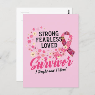 Breast Cancer Survivor Strong Fearless Loved Postcard