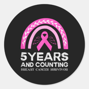 Breast Cancer Survivor Tee 5 Years Cancer Free Pin Classic Round Sticker