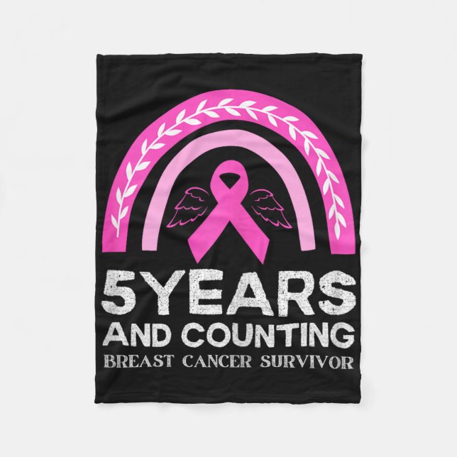 Breast Cancer Survivor Tee 5 Years Cancer Free Pin Fleece Blanket (Front)