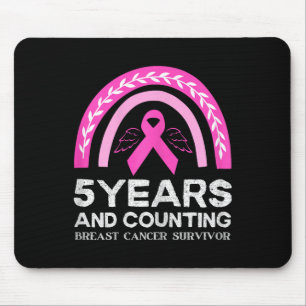 Breast Cancer Survivor Tee 5 Years Cancer Free Pin Mouse Pad