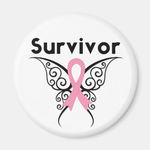 Breast Cancer Survivor Tribal Butterfly Magnet