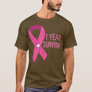 Breast Cancer Tee 1 Year Survivor Pink Ribbon 