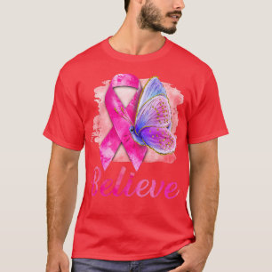 Breast Cancer Warrior Awareness Support Believe T-Shirt