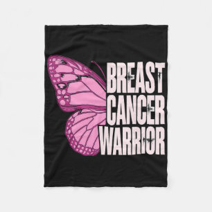 Breast Cancer Warrior Butterfly Breast Cancer Awar Fleece Blanket
