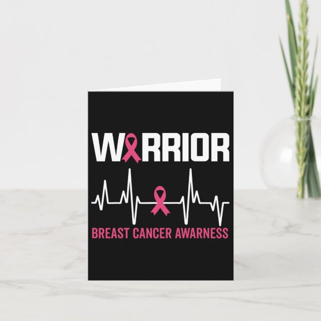 Breast Cancer Warrior Pink Ribbon Awarness  Card (Front)
