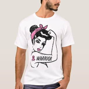 Breast Cancer Warrior Rosie Riveter Pink Women T-Shirt