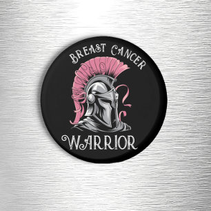 Breast Cancer Warrior Round Fridge Magnet